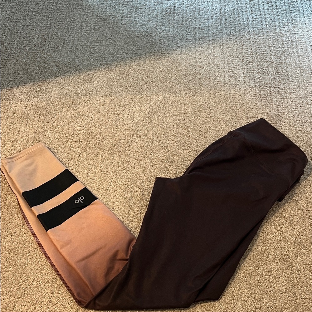 Brown and Tan Leggings with Black Stripes